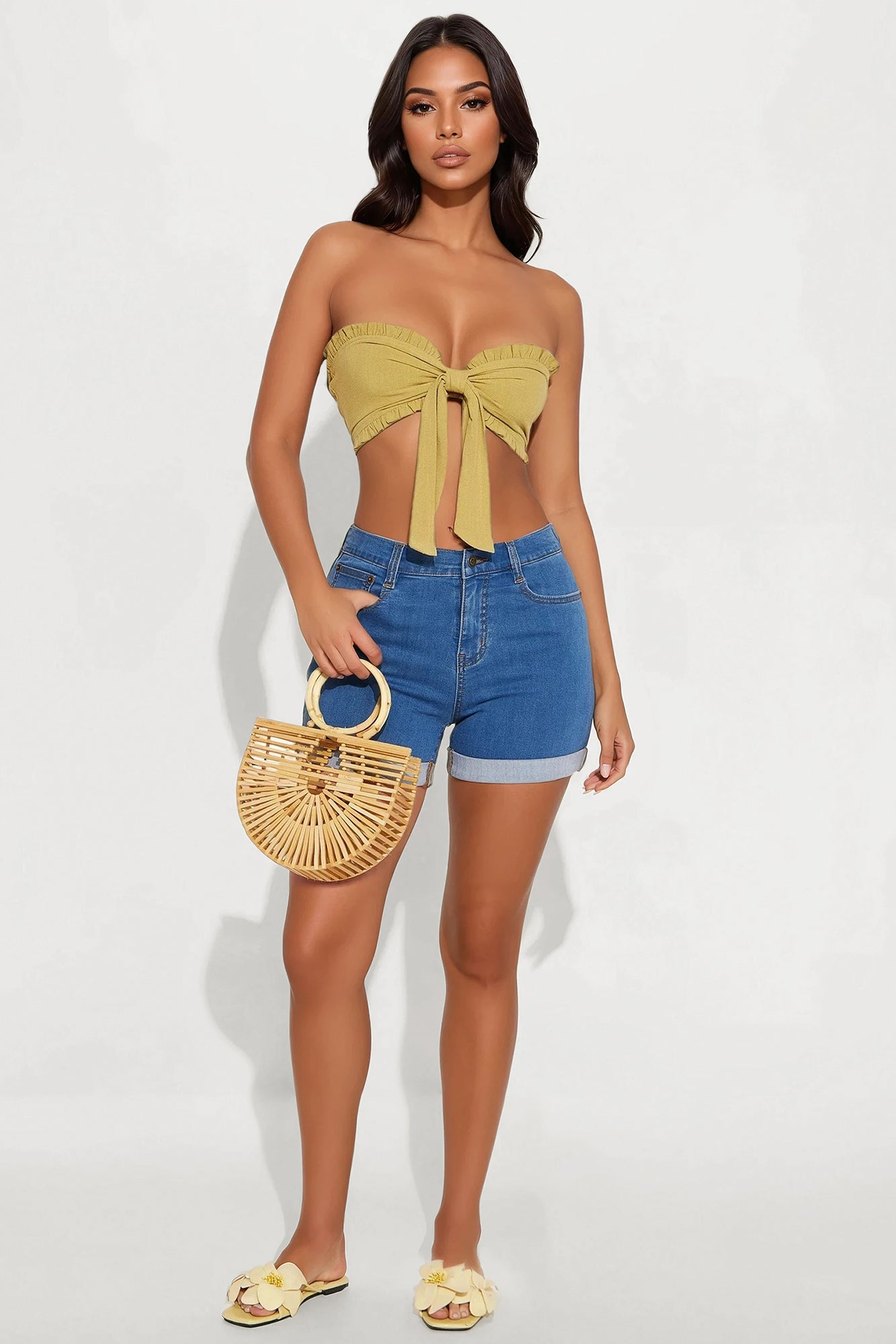 Alejandra High Rise Booty Lifter Denim Shorts - Medium Wash