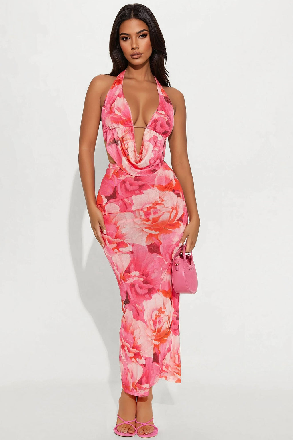 Alexandra Mesh Maxi Skirt Set - Pink