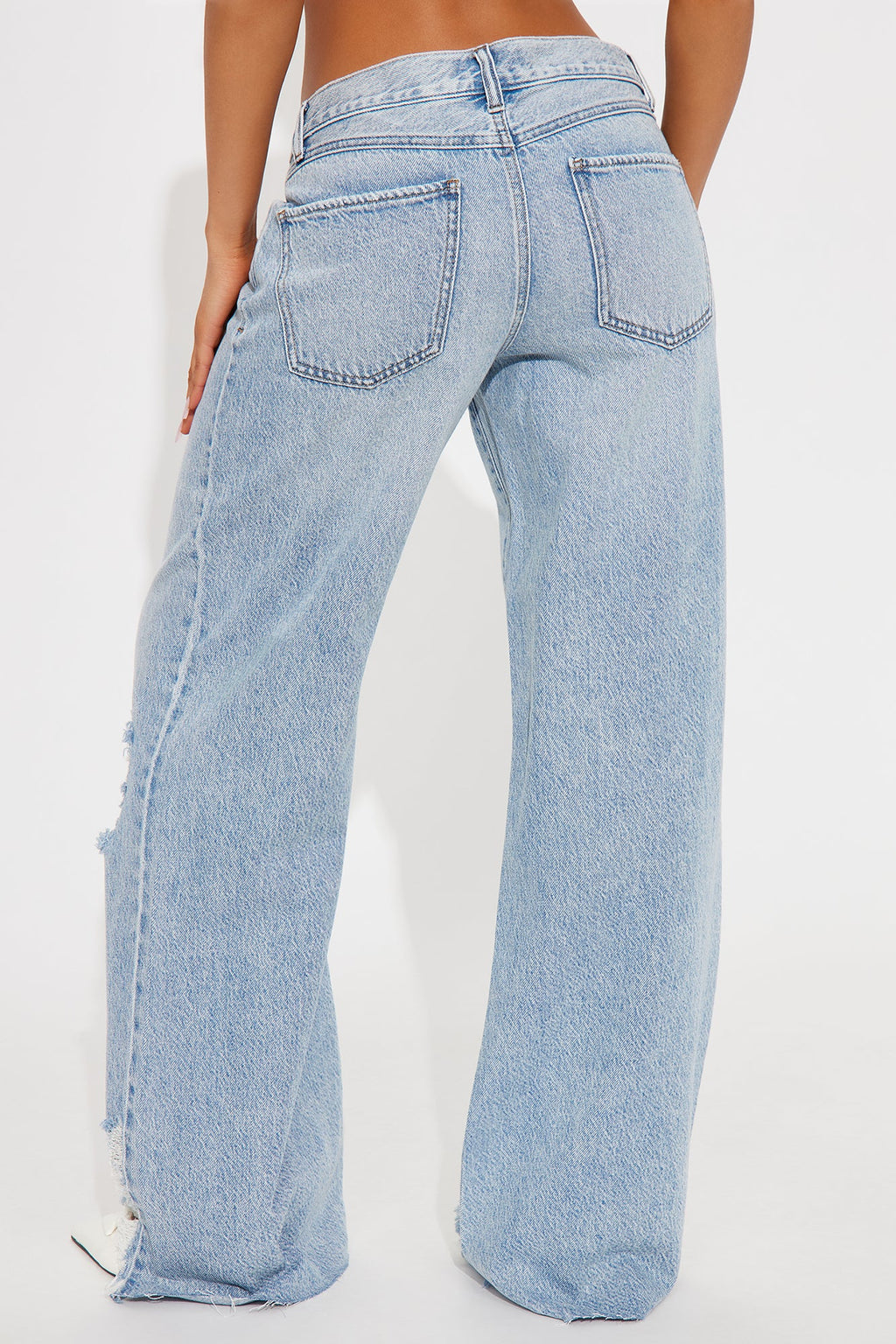 Kavita Non Stretch Low Rise Ripped Flare Jean - Medium Wash