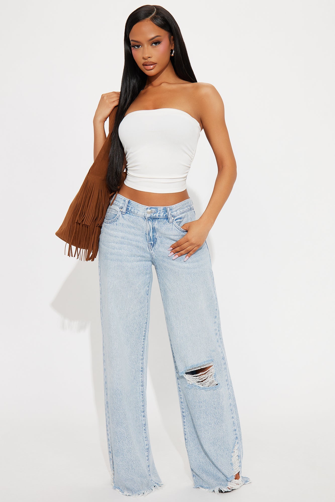 Kavita Non Stretch Low Rise Ripped Flare Jean - Light Wash