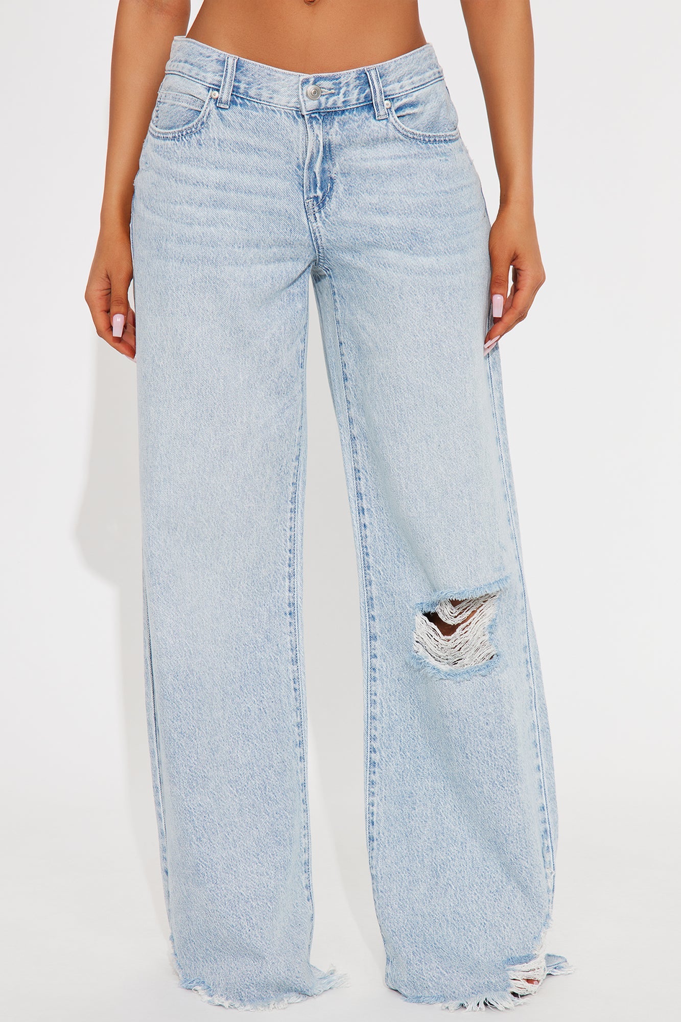 Kavita Non Stretch Low Rise Ripped Flare Jean - Light Wash