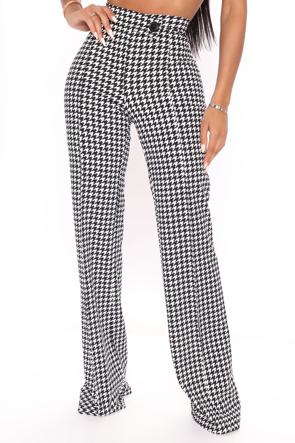 Check Back Later Wide Leg Pants - Black/White