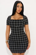 Harriet Plaid Mini Dress - Black