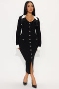 Lucinda Sweater Midi Dress - Black/combo
