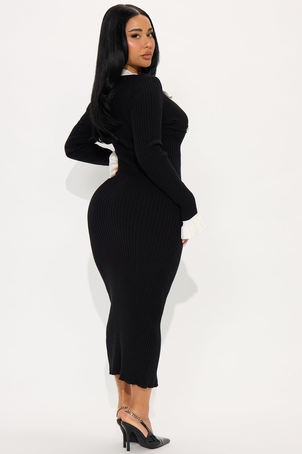 Lucinda Sweater Midi Dress - Black/combo