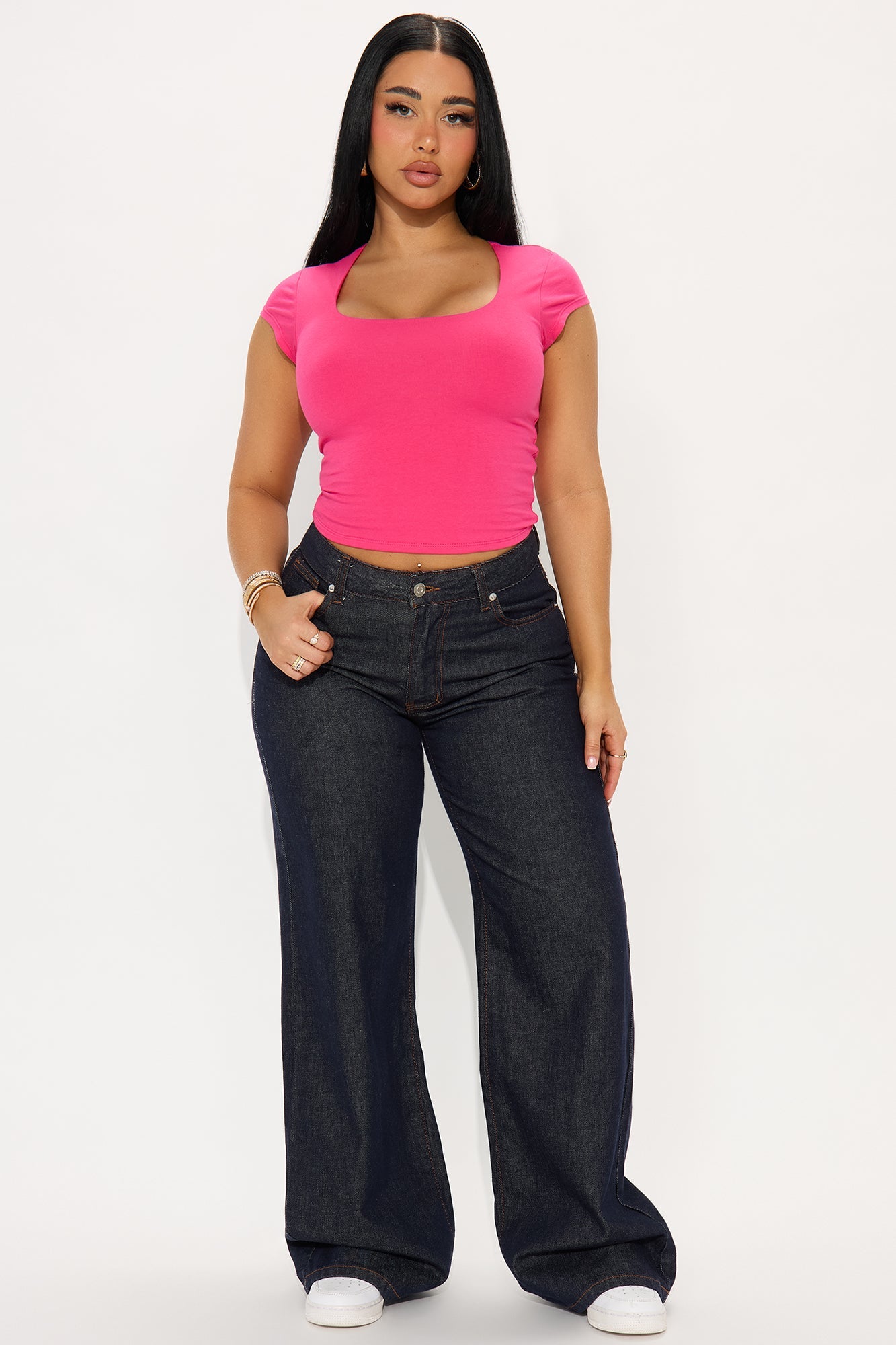 Camila Double Lined Baby Tee - Fuchsia