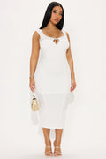 Maybelle Textured Midi Dress - Off White