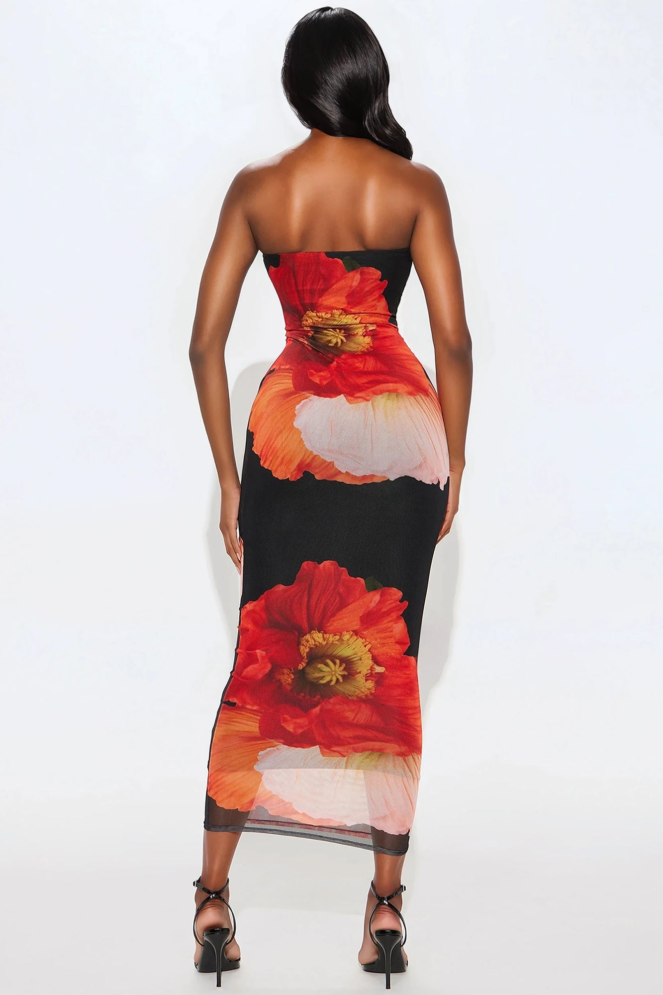 Divine Floral Mesh Maxi Dress - Black/combo