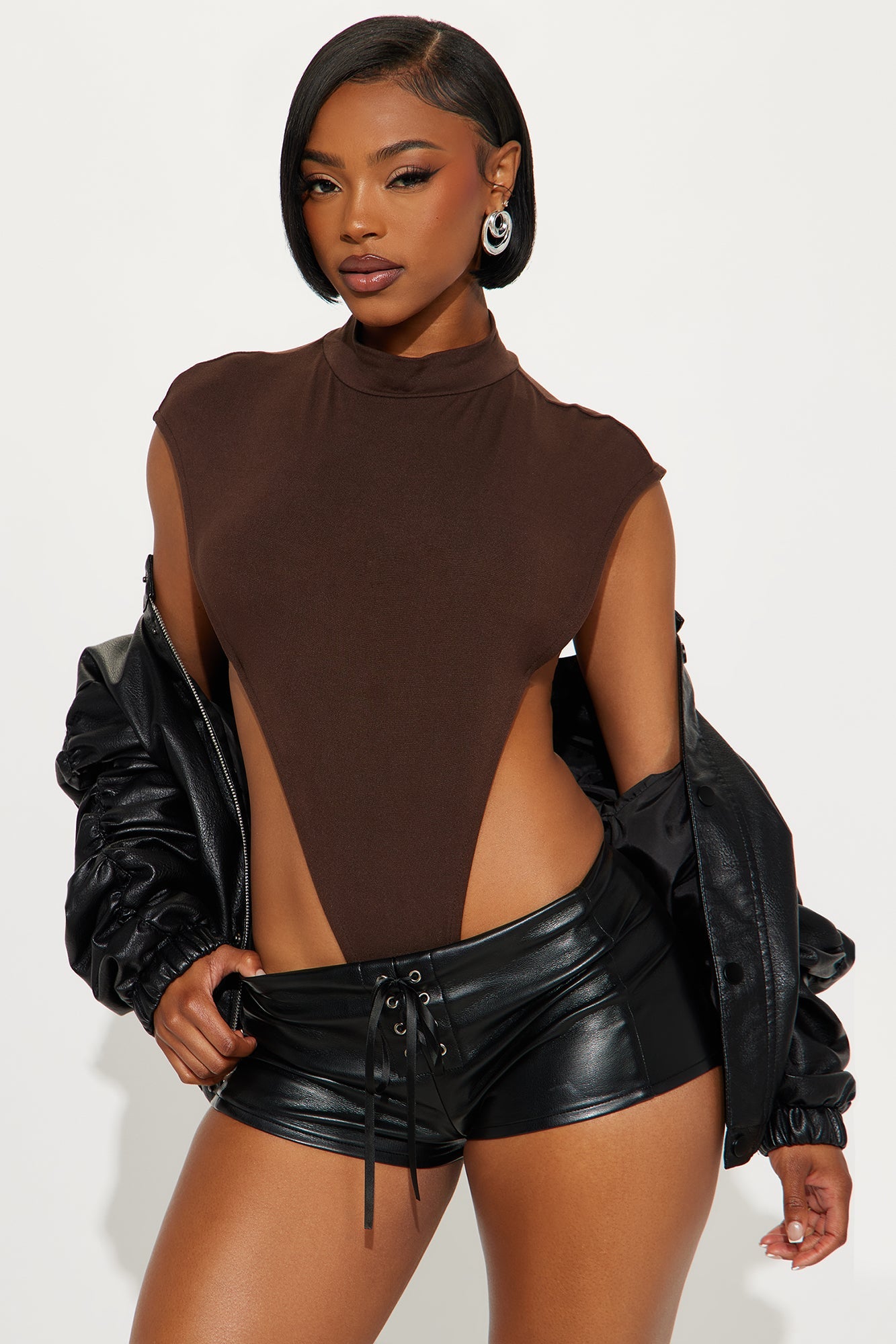 Worth Remembering High Cut Bodysuit - Brown