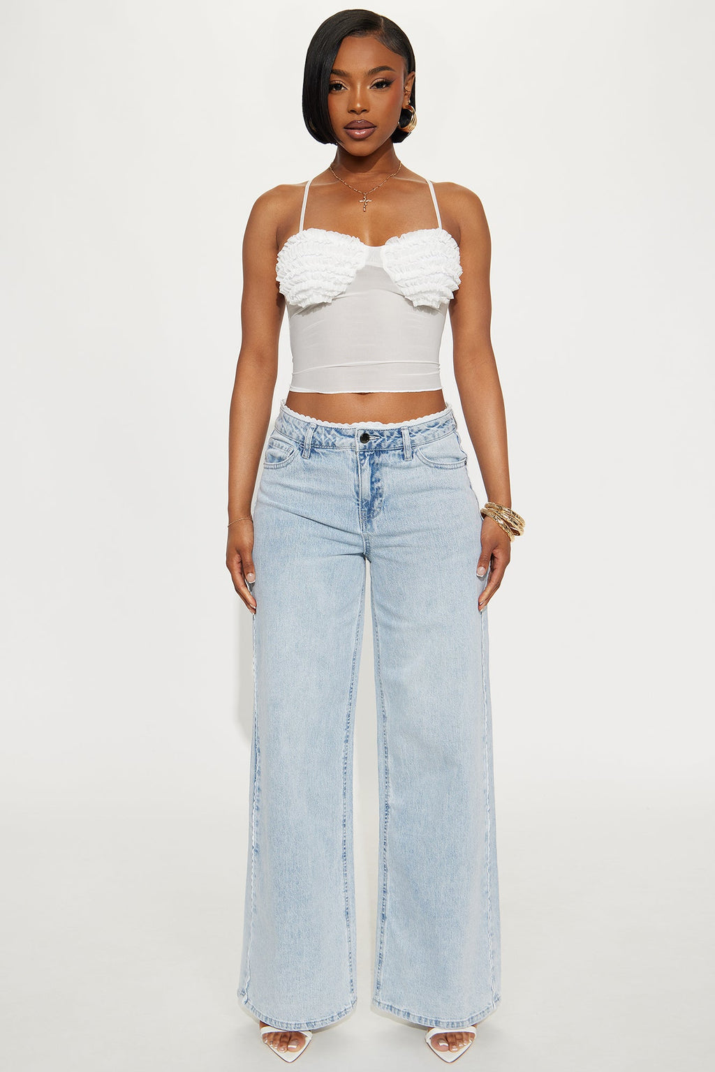 Magic Moment Mesh Ruffle Cami Top - Off White