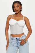 Magic Moment Mesh Ruffle Cami Top - Off White