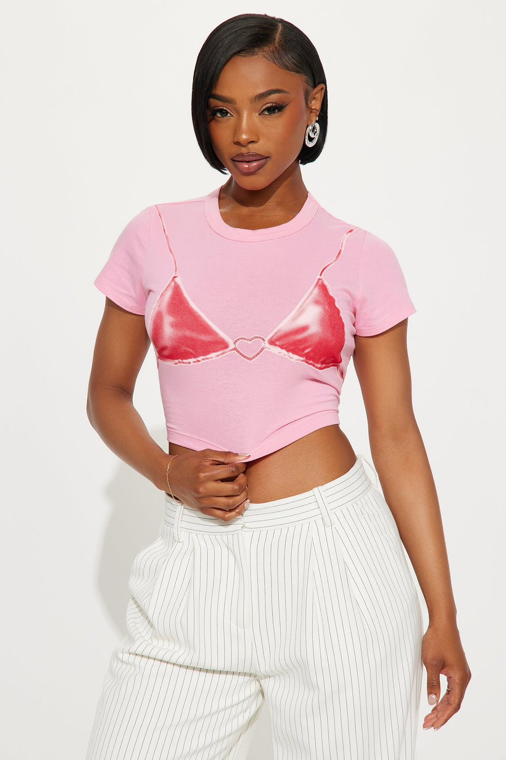 Taste Of Me Rhinestone Baby Tee - Pink