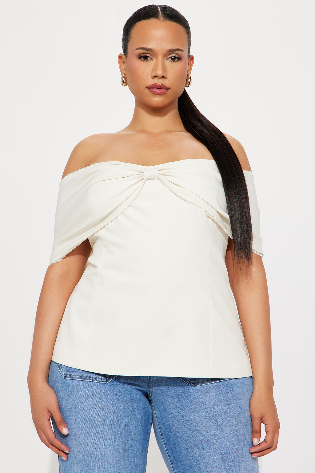 Perfectly Wrapped Off Shoulder Top - Ivory