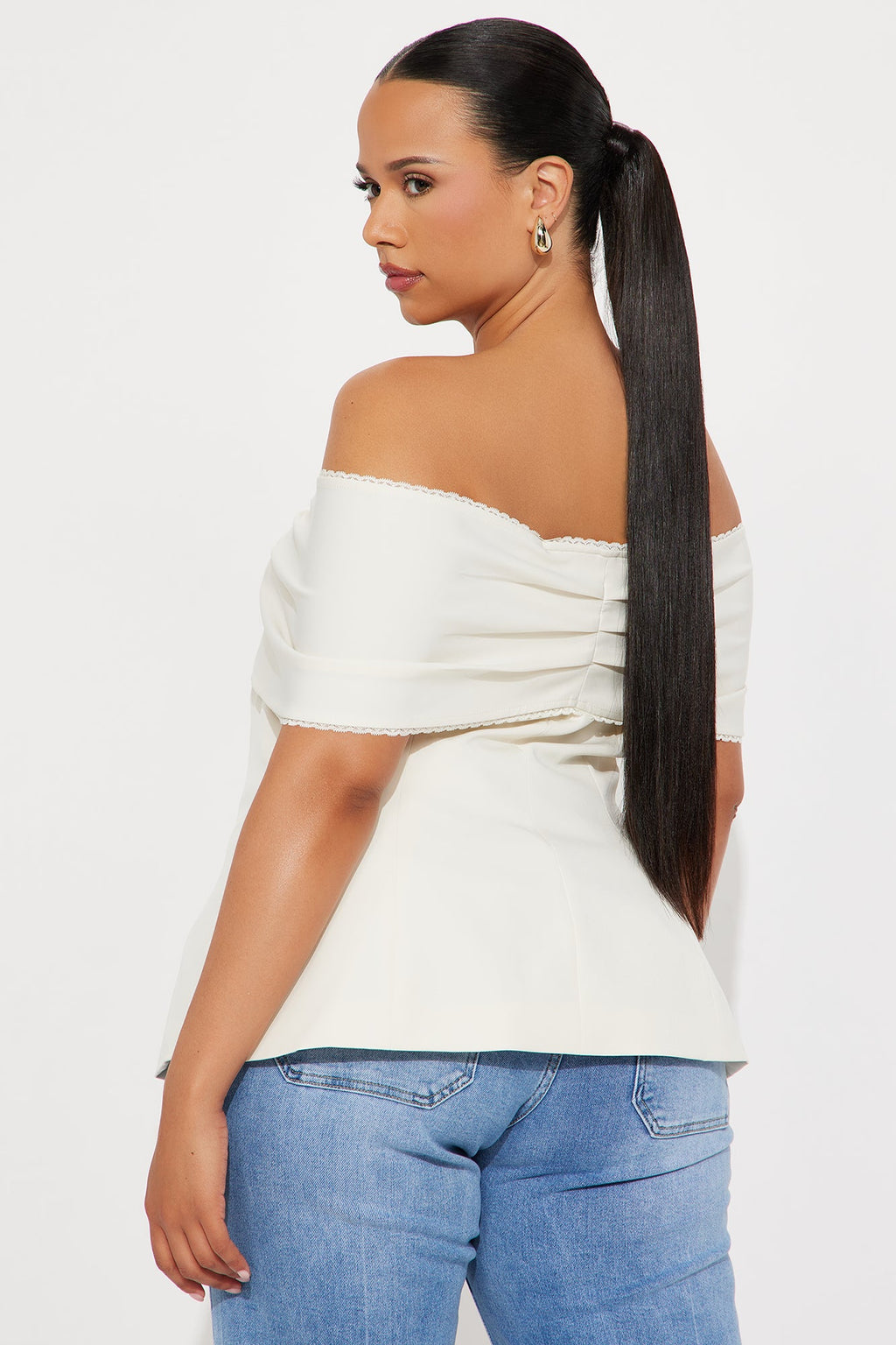 Perfectly Wrapped Off Shoulder Top - Ivory