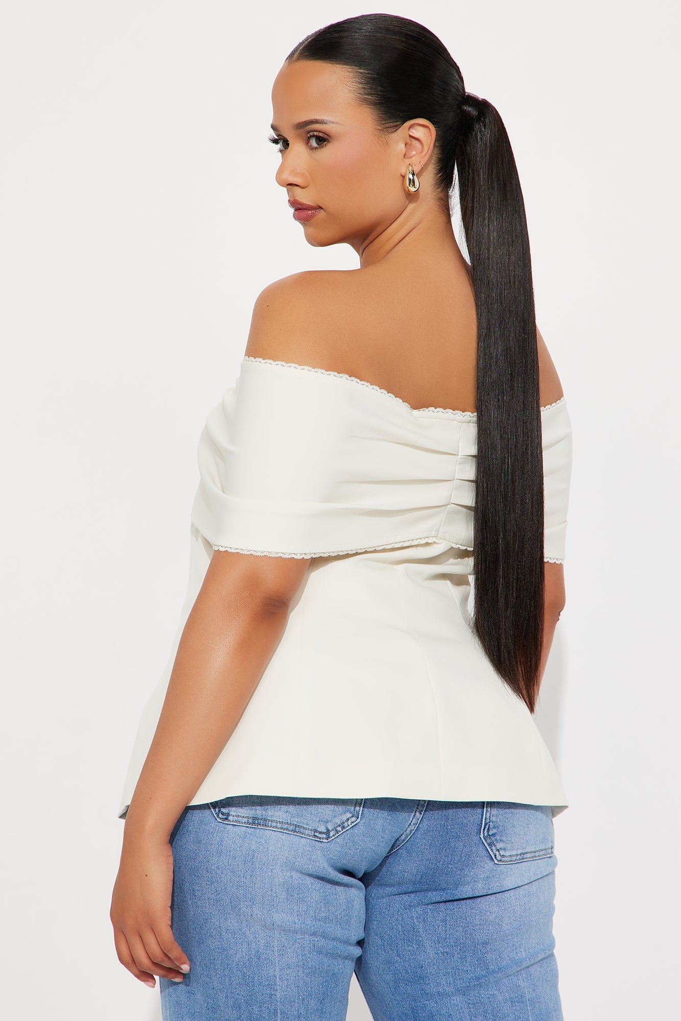 Perfectly Wrapped Off Shoulder Top - Ivory