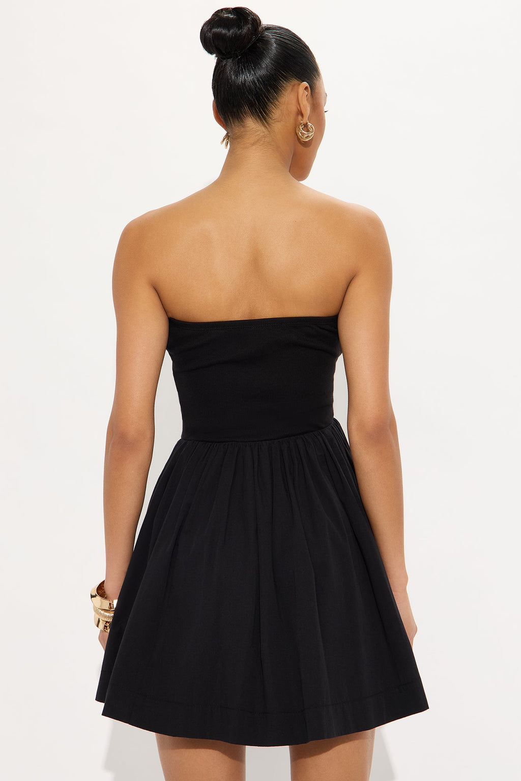 Adele Strapless Poplin Mini Dress - Black