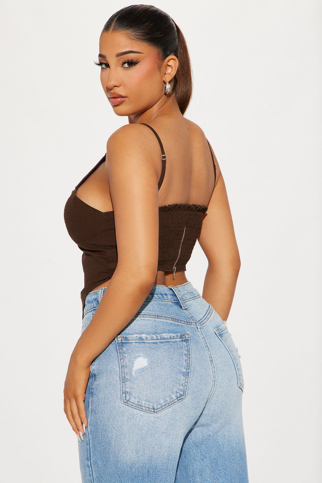 Eyes Over Here Linen Top - Brown