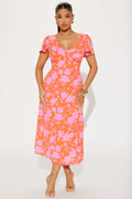 Layla Floral Maxi Dress - Orange/combo
