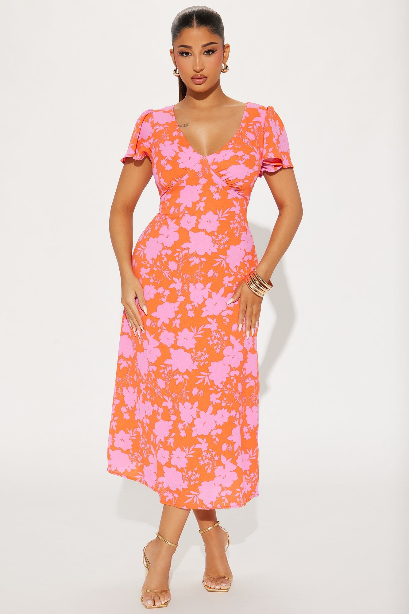 Layla Floral Maxi Dress - Orange/combo