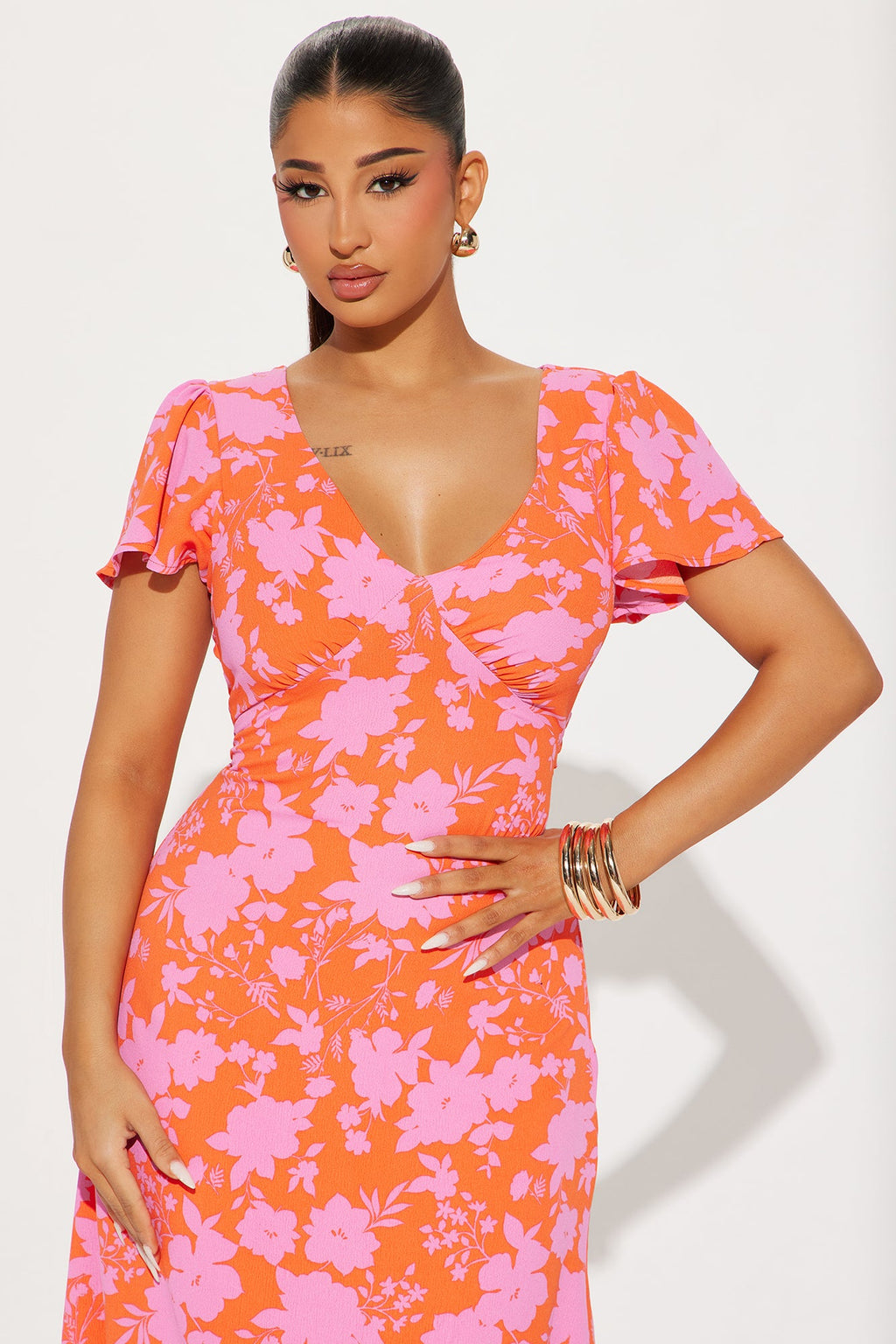 Layla Floral Maxi Dress - Orange/combo