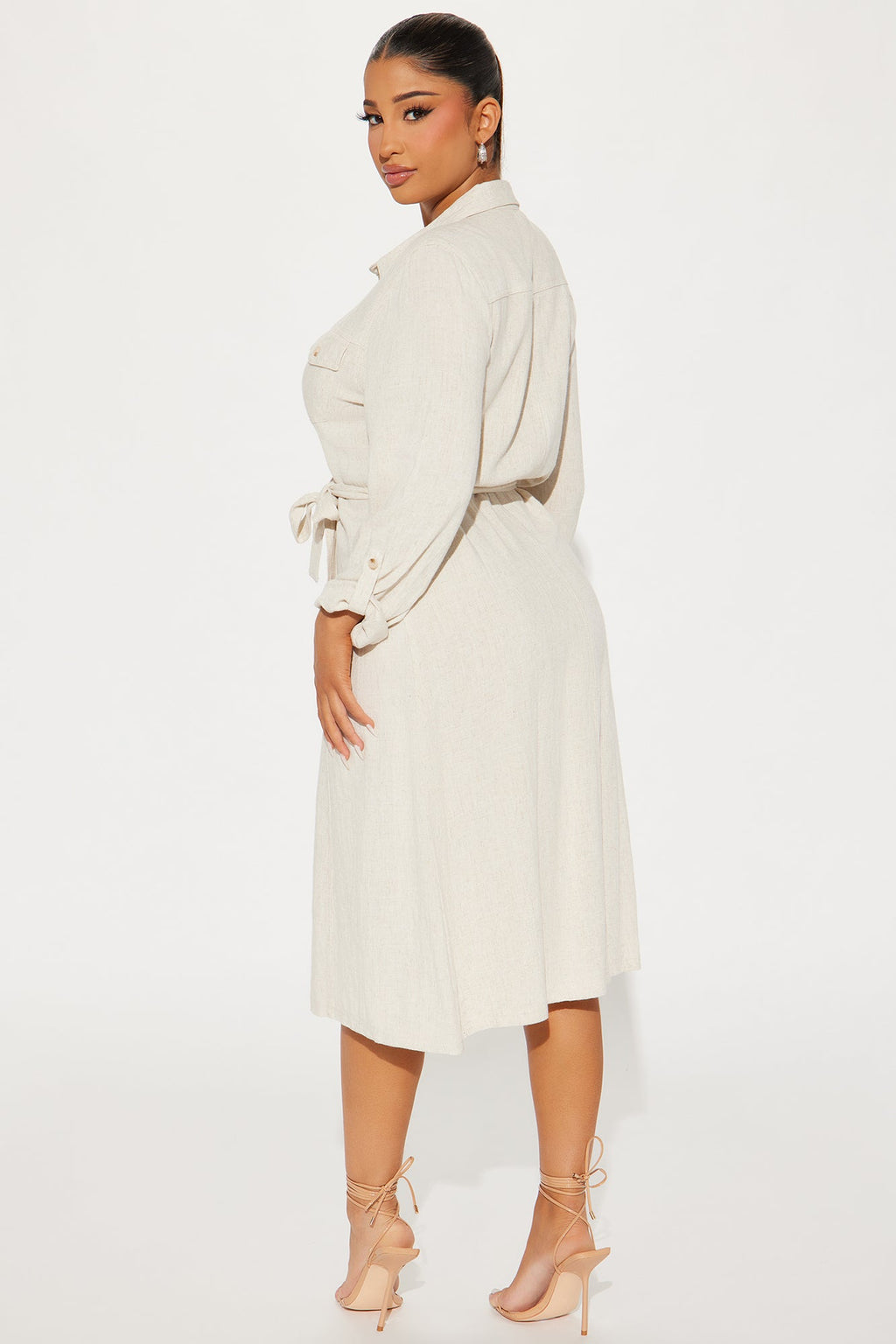 Heidi Linen Midi Dress - Beige