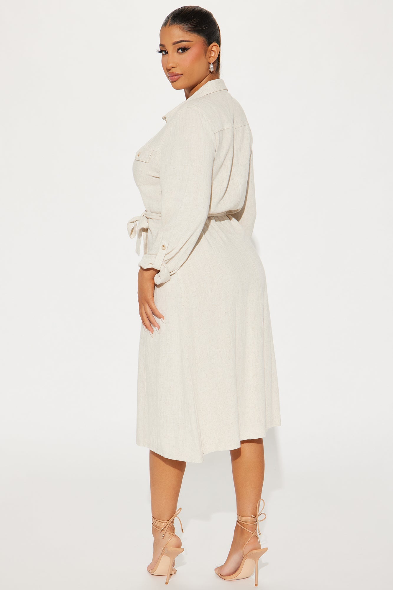 Heidi Linen Midi Dress - Beige