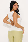 Erica Ribbed Cut Out Top - Off White