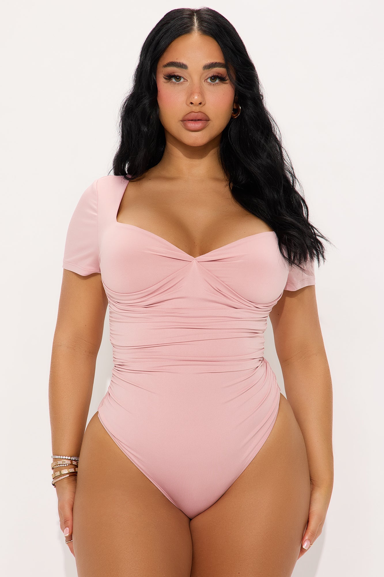 Genevieve Short Sleeve Bodysuit - Pink
