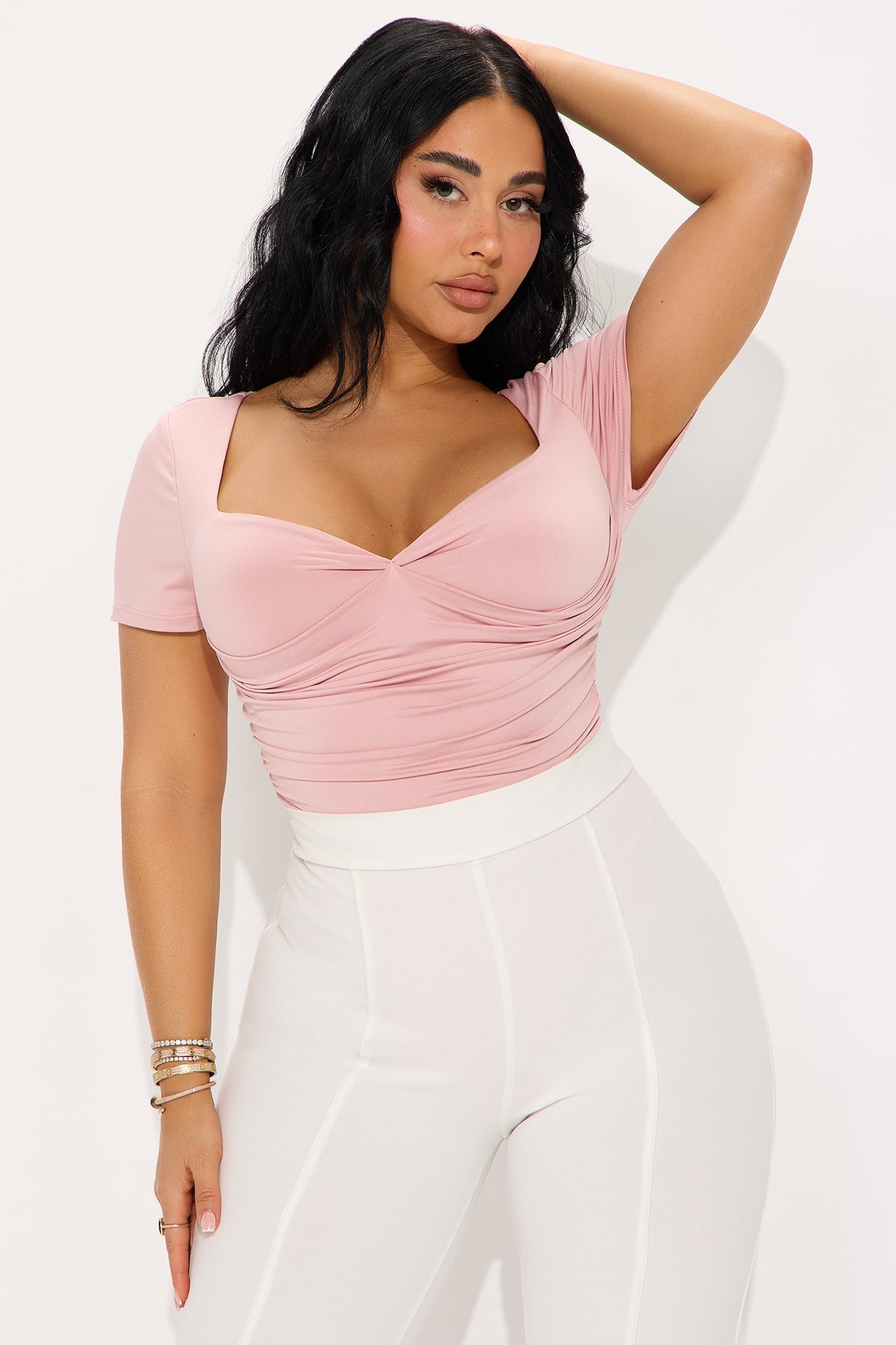 Genevieve Short Sleeve Bodysuit - Pink