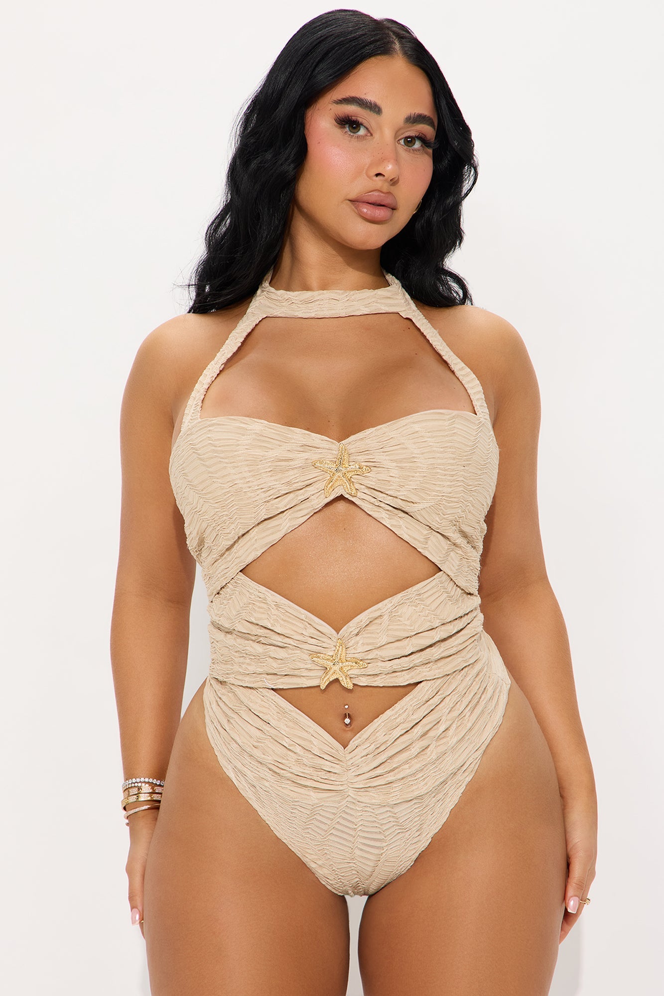 Millicent High Neck Cut Out Bodysuit - Sand