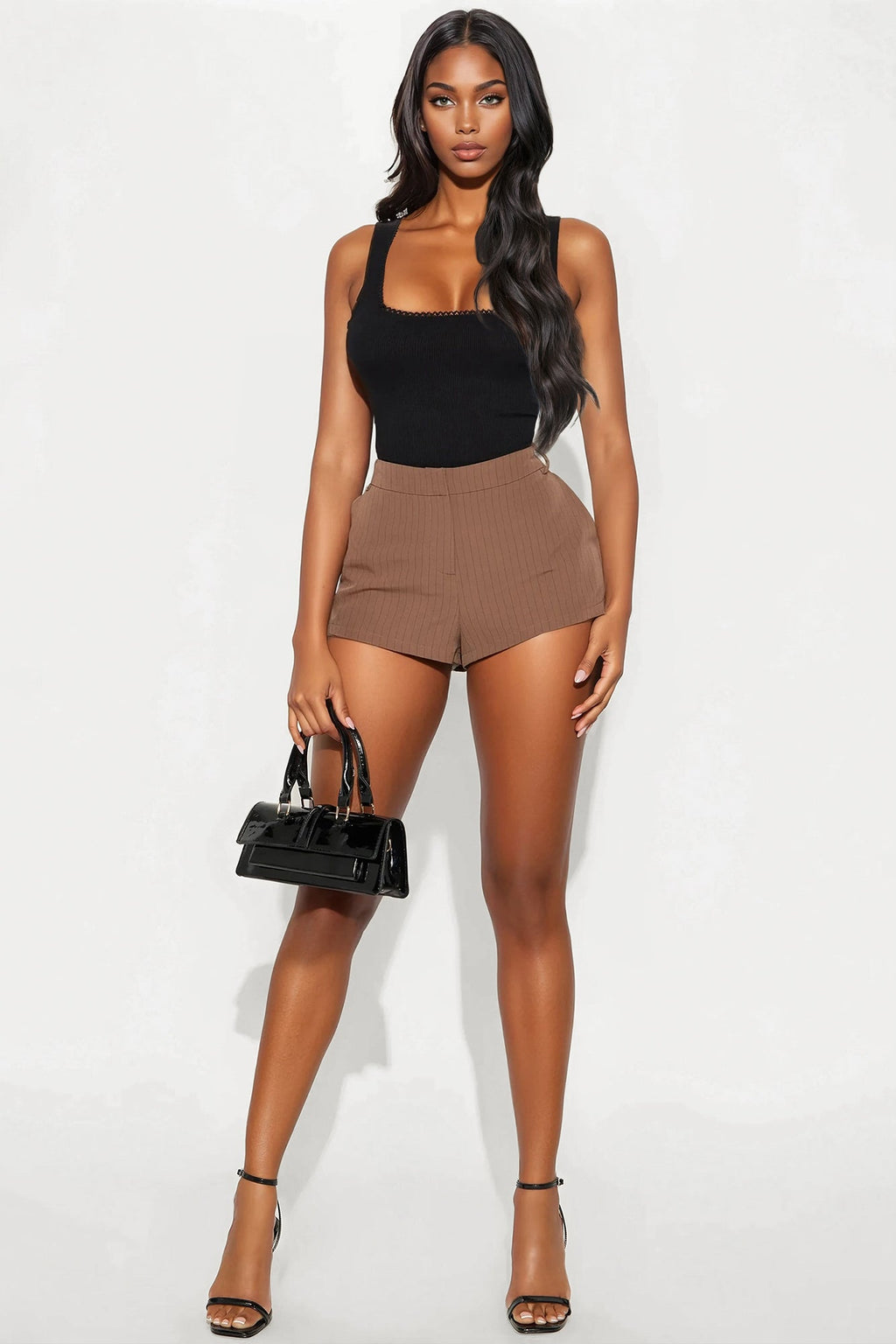 Keeping It Classy Pinstripe Trouser Micro Short - Mocha