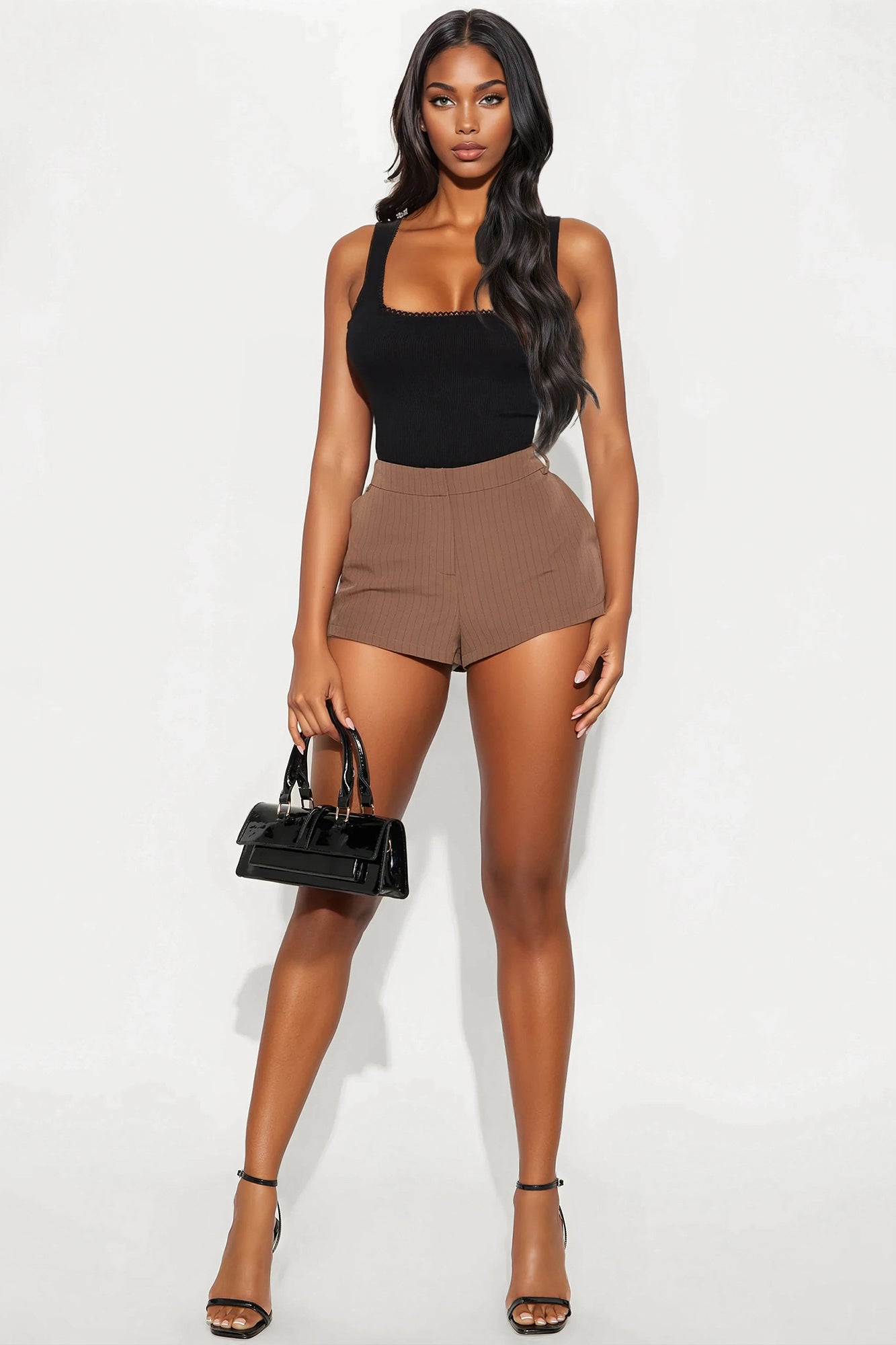 Keeping It Classy Pinstripe Trouser Micro Short - Mocha