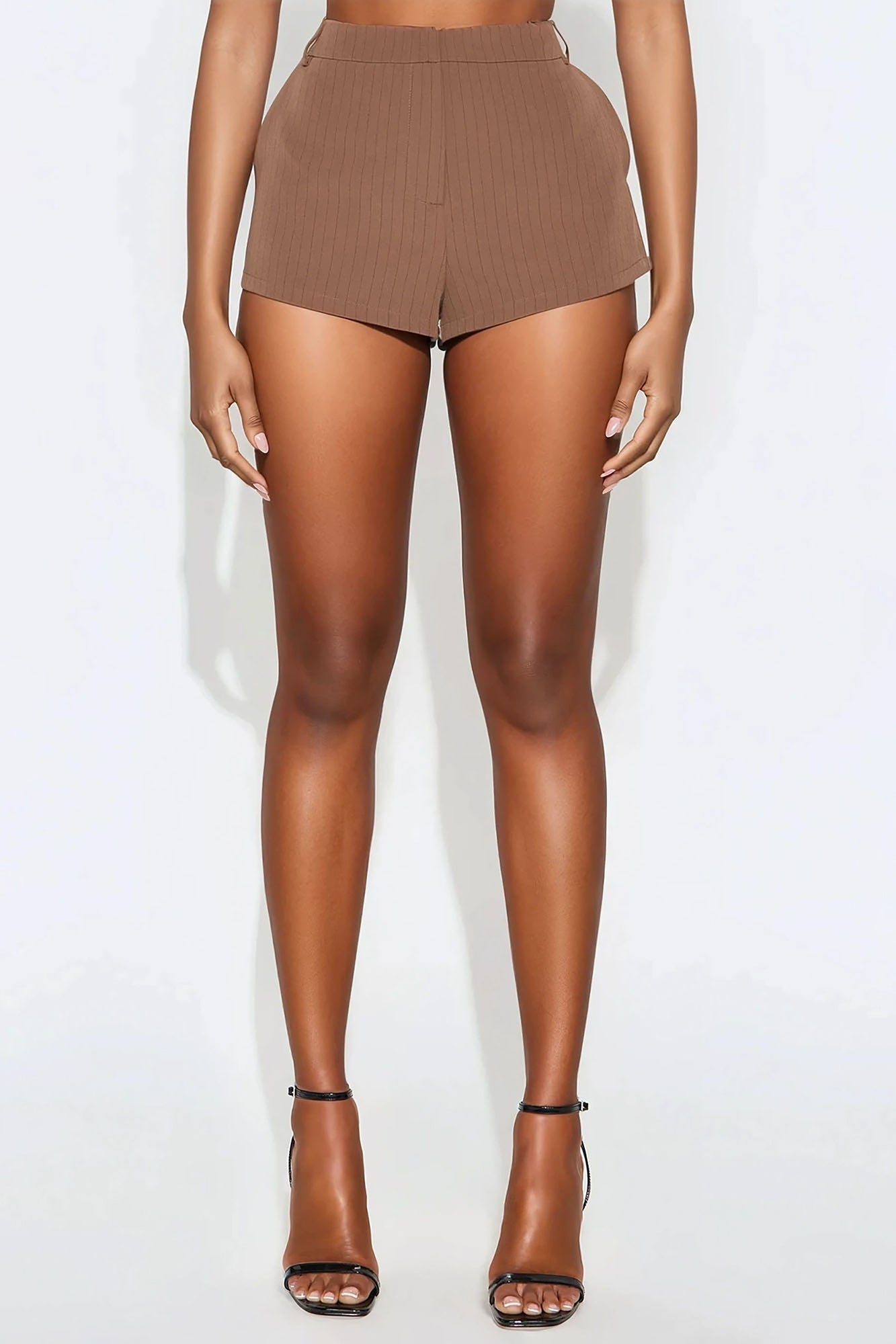 Keeping It Classy Pinstripe Trouser Micro Short - Mocha