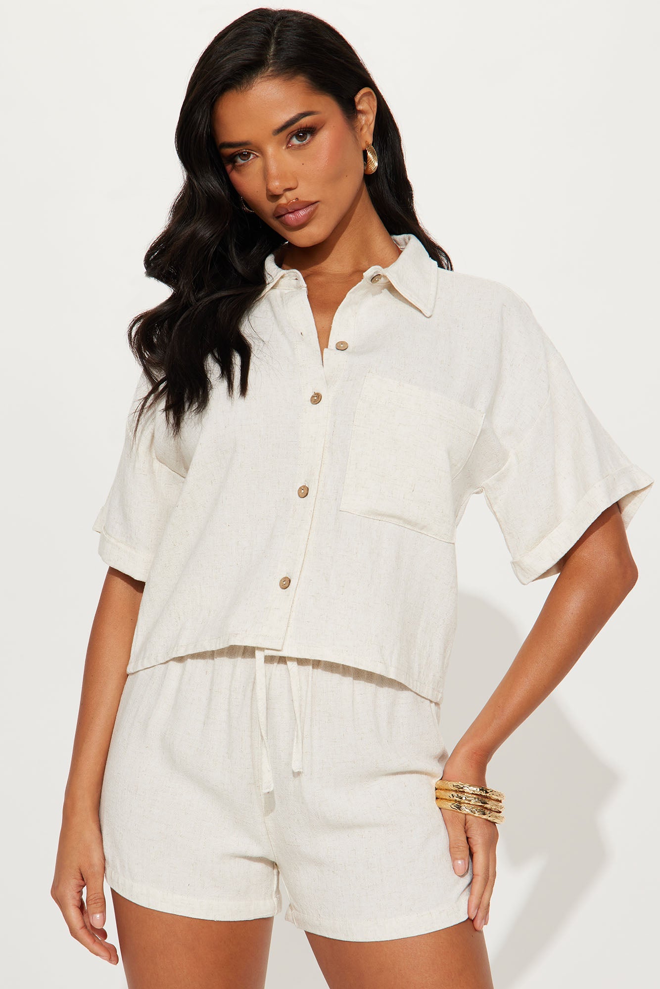 Laura Linen Short Set - Natural