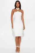 Quinn Bandage Halter Midi Dress - White
