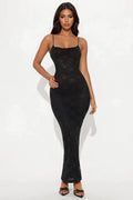 Emma Lace Sheer Maxi Dress - Black
