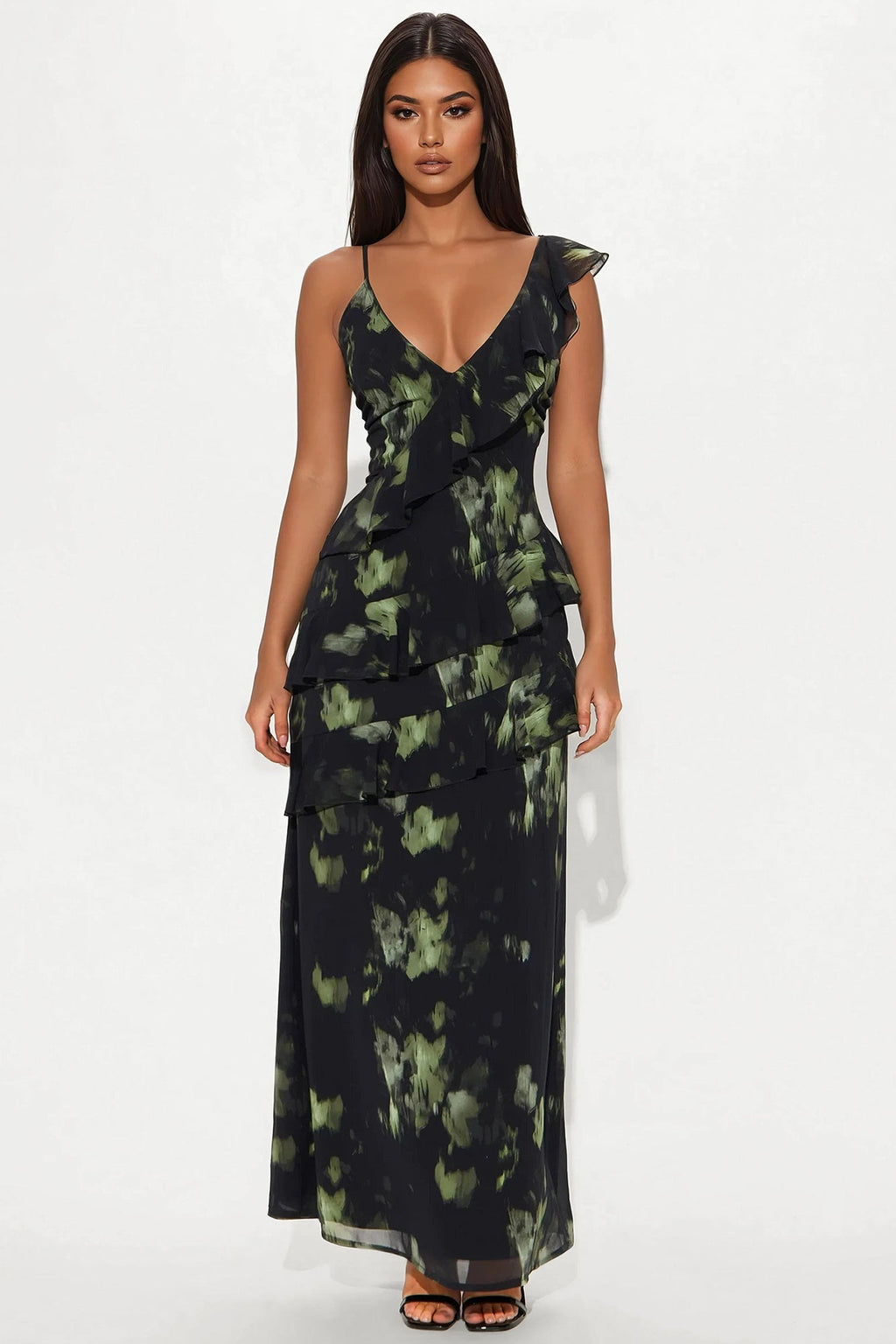 Janna Chiffon Maxi Dress - Black/combo