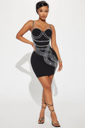 So Tempting Embellished Mini Dress - Black