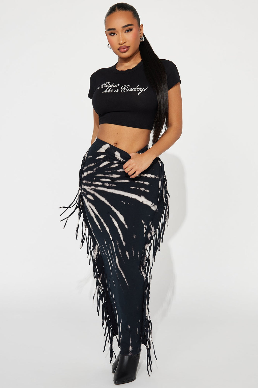 Damari Tie Dye Maxi Skirt - Black/combo