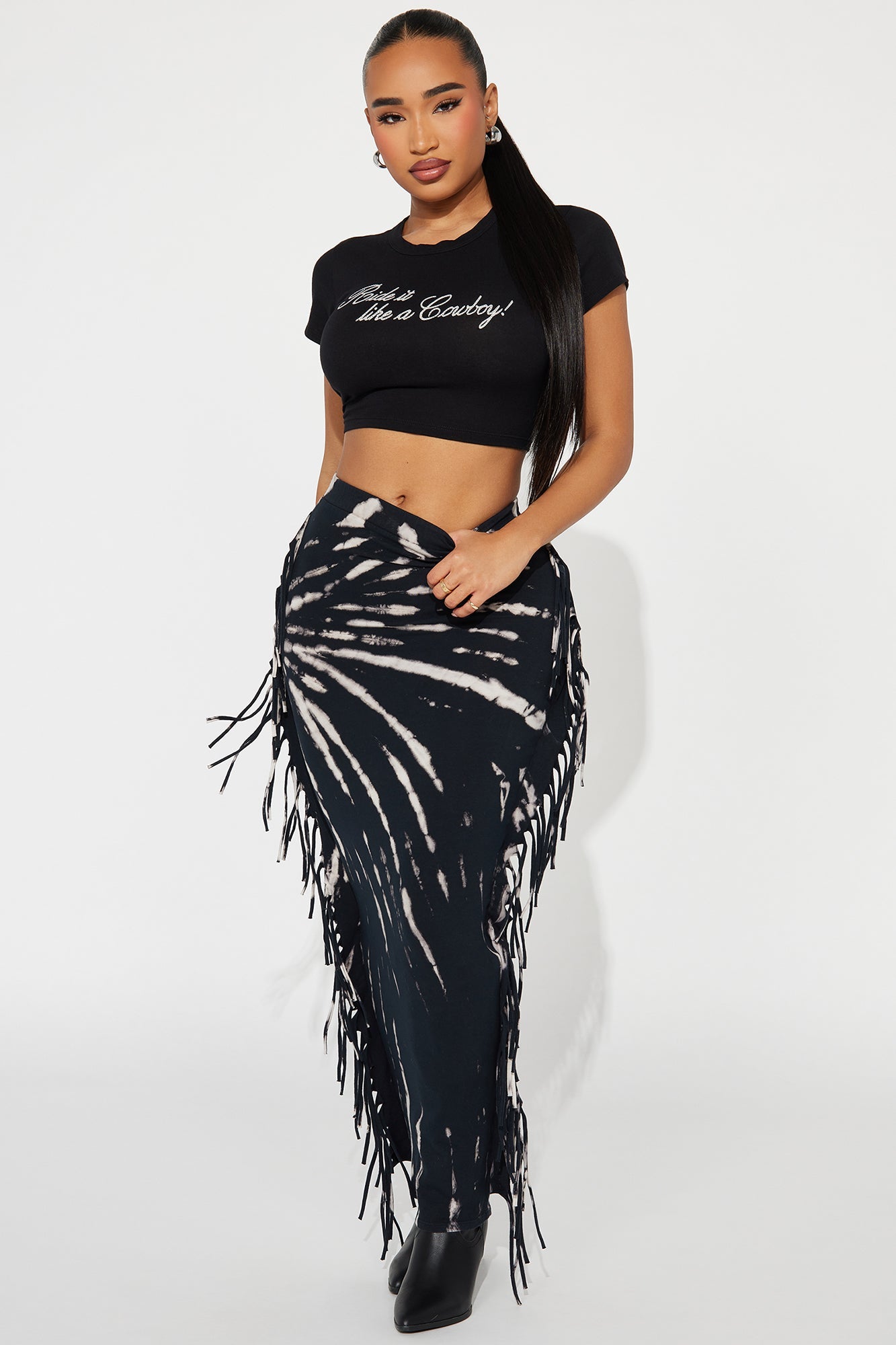 Damari Tie Dye Maxi Skirt - Black/combo