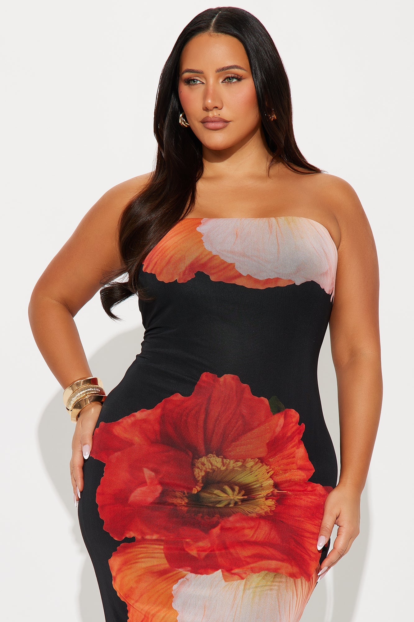 Divine Floral Mesh Maxi Dress - Black/combo