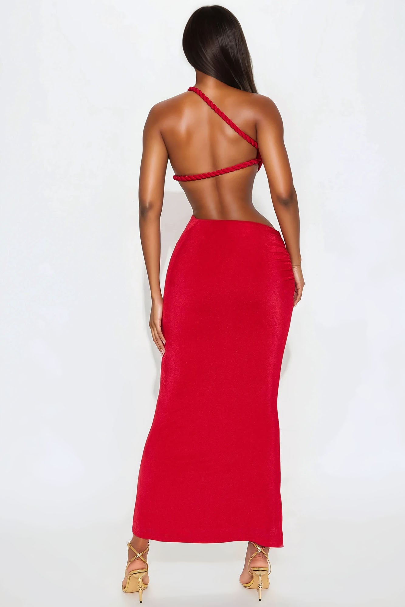 Janae Backless Maxi Dress - Red