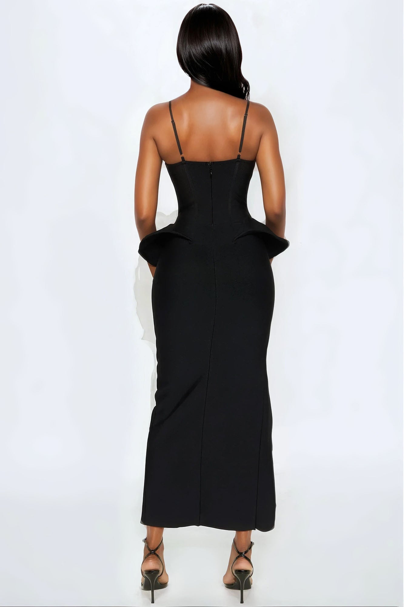 Bella Bandage Peplum Maxi Dress - Black