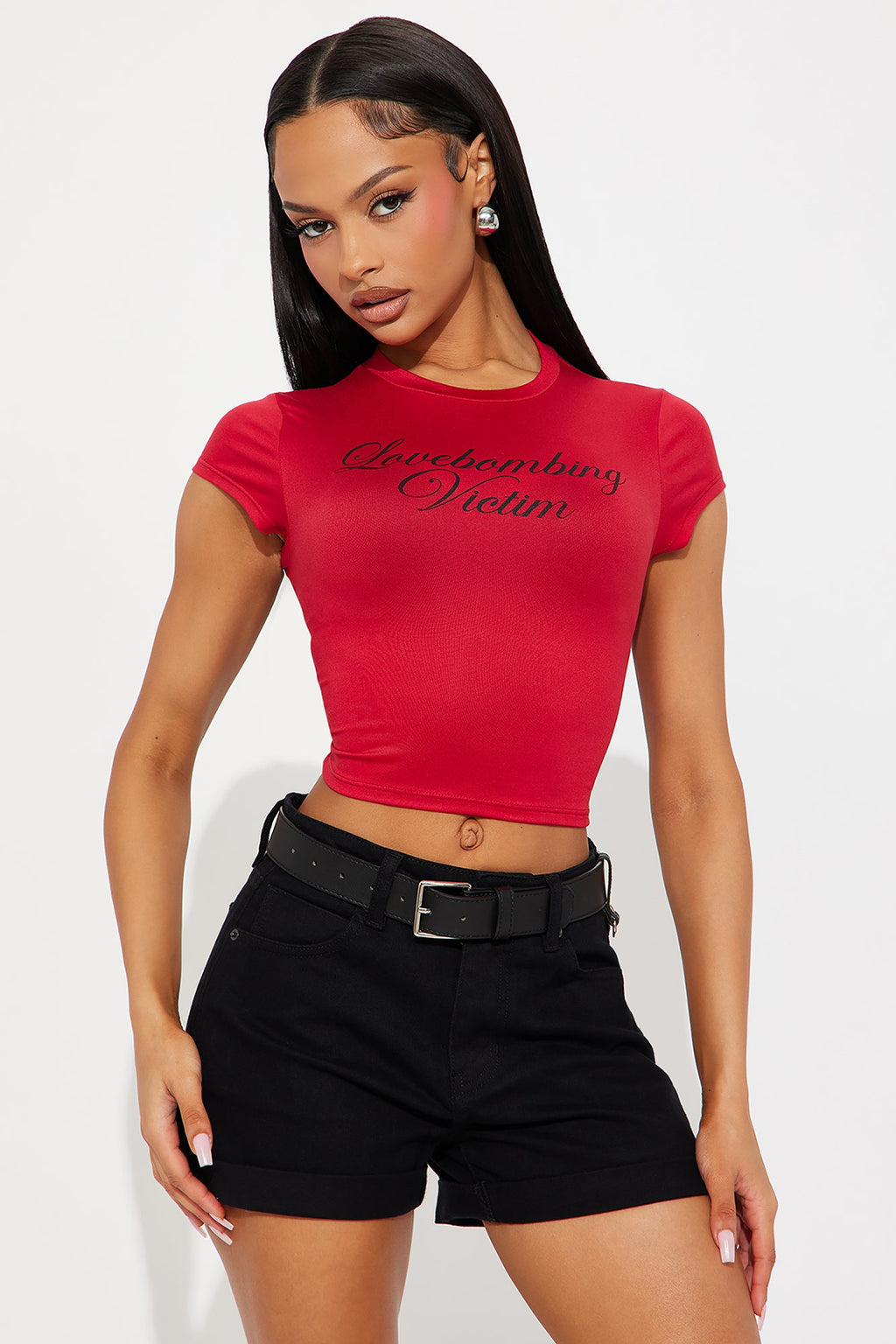 Lovebombing Victim Baby Tee - Red