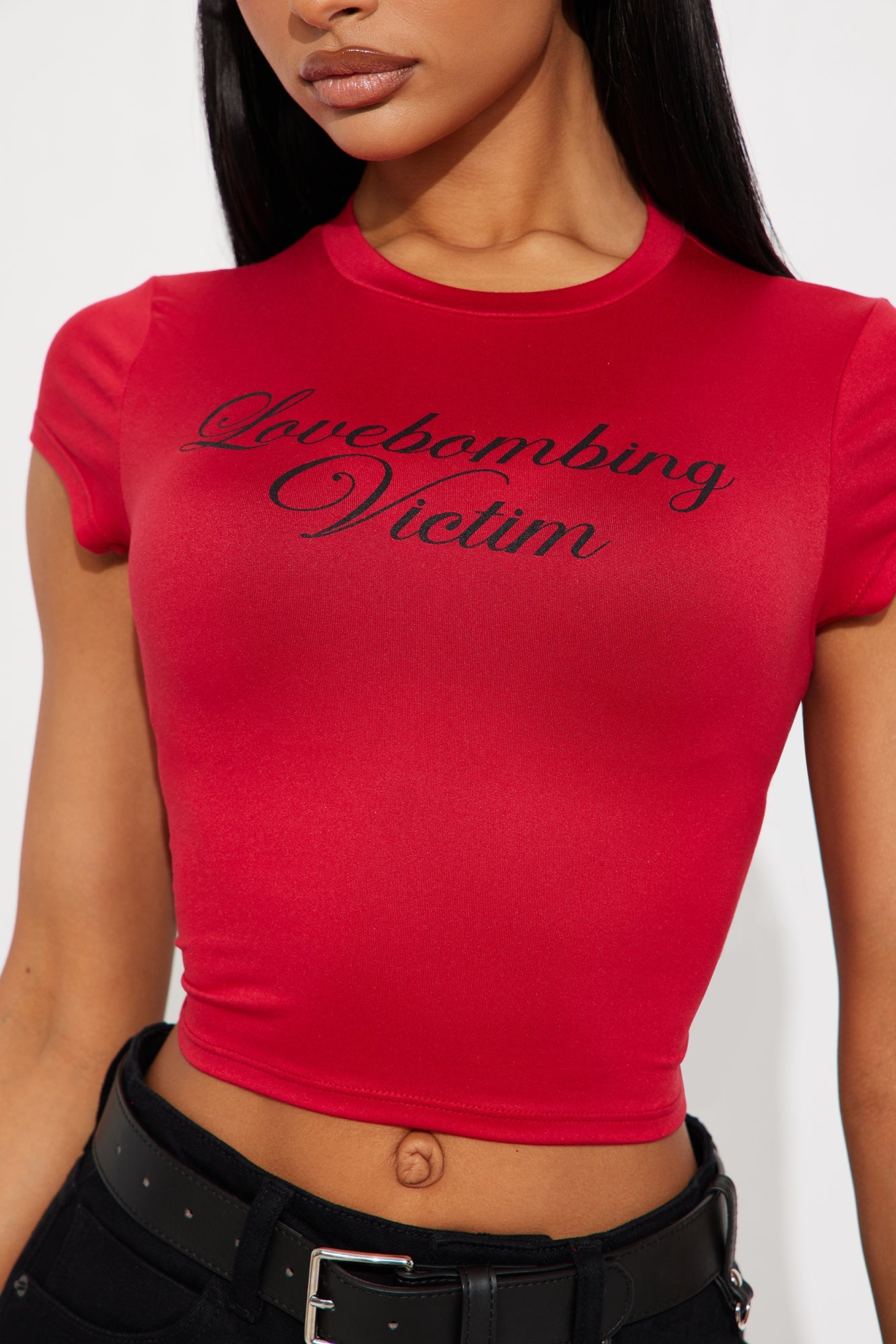 Lovebombing Victim Baby Tee - Red