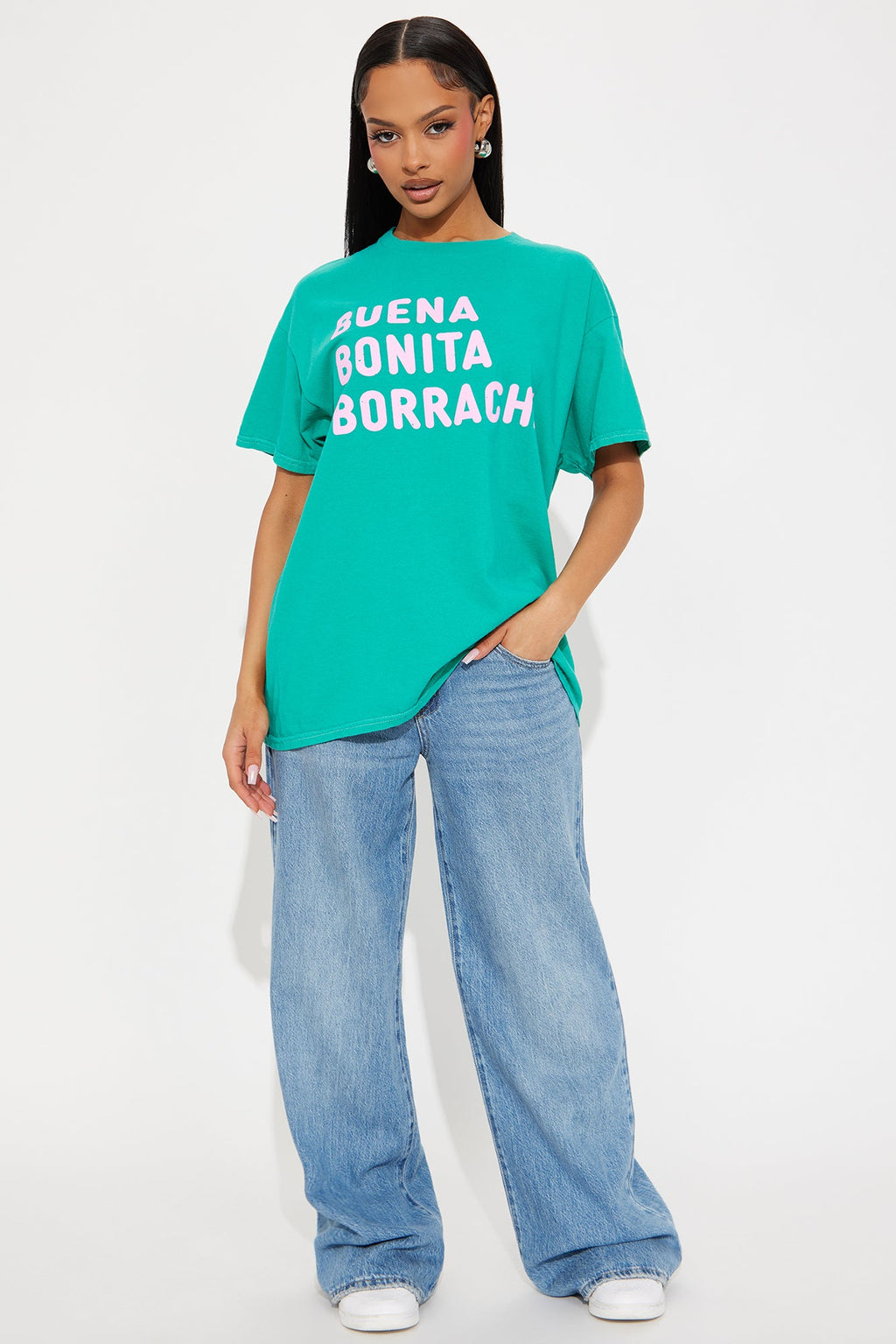 Bonita Borracha Washed Oversized Tee - Teal