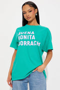Bonita Borracha Washed Oversized Tee - Teal