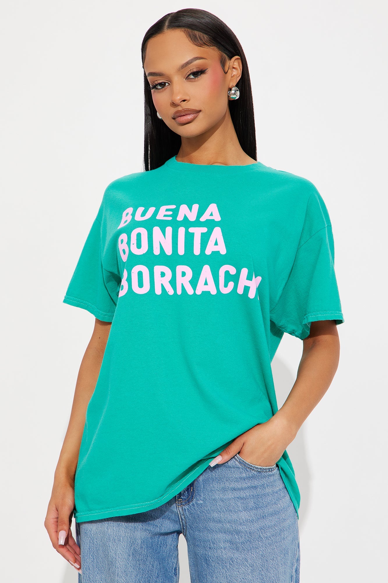 Bonita Borracha Washed Oversized Tee - Teal