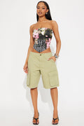 Mixed Emotions Cargo Bermuda Short - Sage