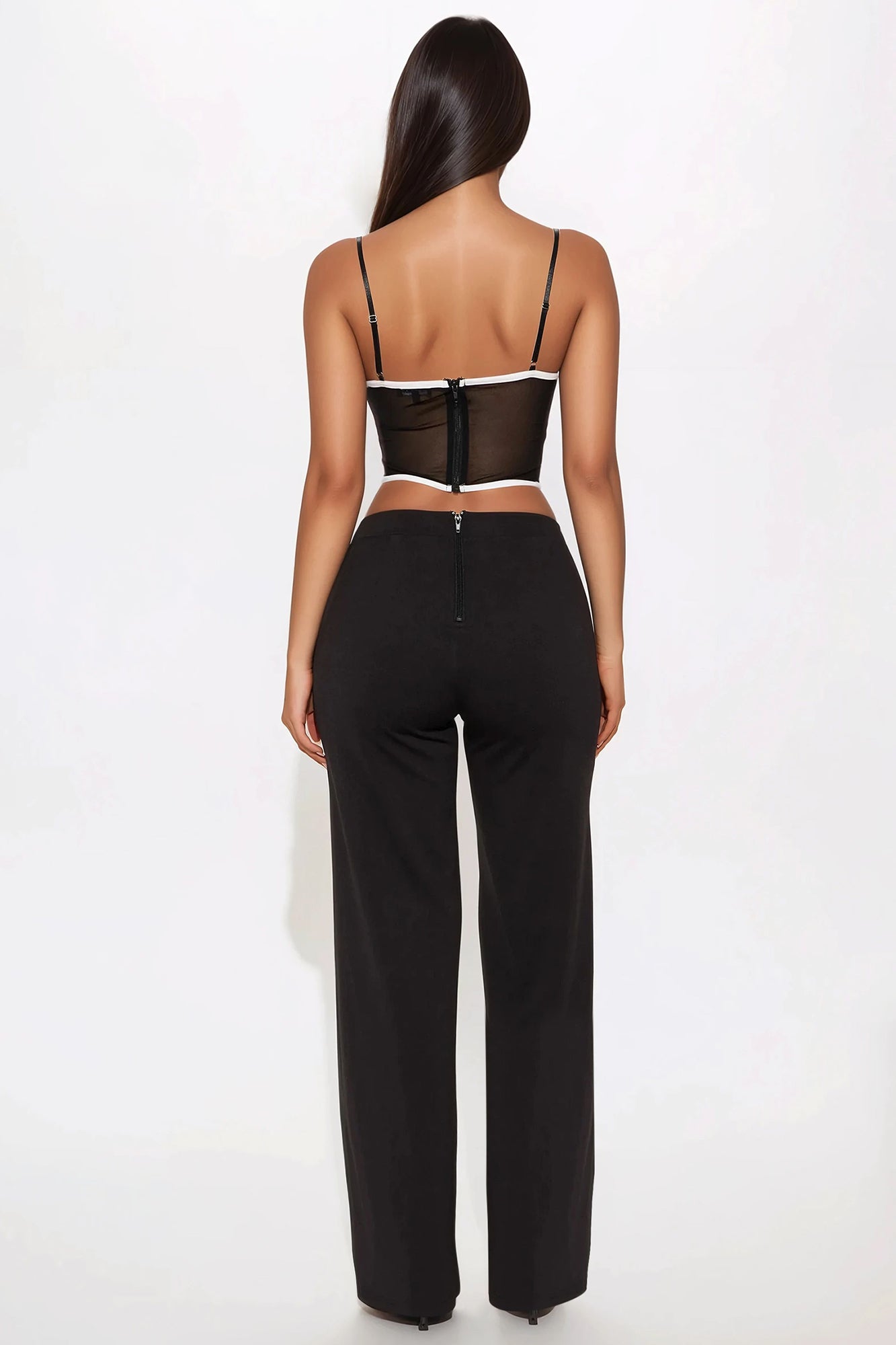 Mila Corset And Wide Leg Pant Set - Black